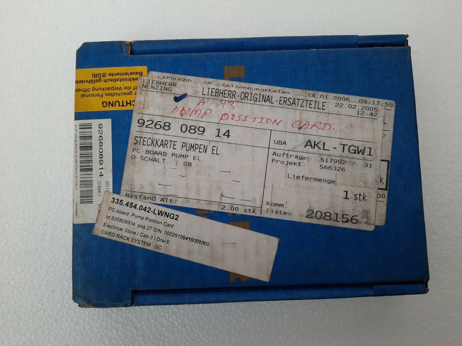 Liebherr 9268 089 14 Pump Position Card Deck Crane PCB / 926808914  *New*